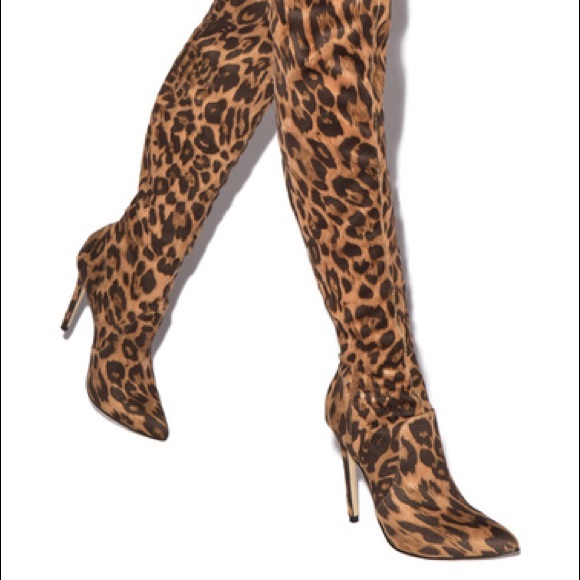 cheetah print over the knee boots